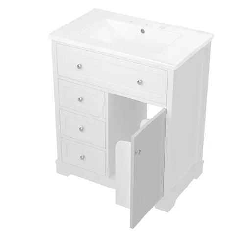 Dulap de baie cu lavoar, 76x46x87 cm, Alb