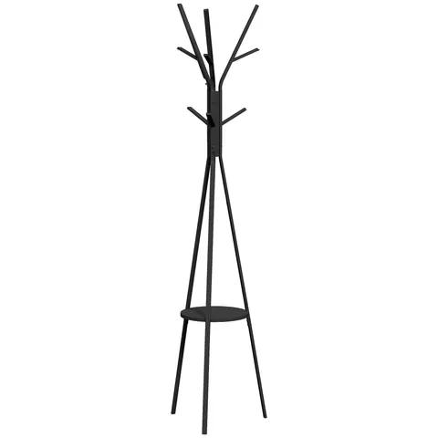 HOMCOM Cuier în Formă de Pom Design Modern, Metal Negru, Ideal pentru Hol, 45x45x180 cm | Aosom Romania