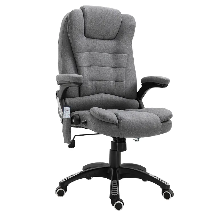 Vinsetto Fotoliu Relax cu 6 Zone de Masaj, Spătar Reglabil și Design Ergonomic, Gri | Aosom Romania