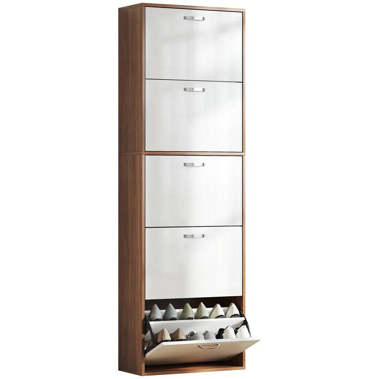 HOMCOM Dulap pentru Pantofi cu 5 Sertare pentru 30 Perechi de Pantofi, 60x28x189 cm, Maro | Aosom Romania