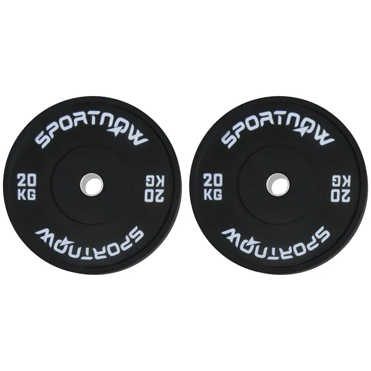 SPORTNOW Set 2 Placi Greutati Olimpice 20 kg Cauciuc pentru Haltere Orificiu 5 cm Acasa Sala | Aosom Romania