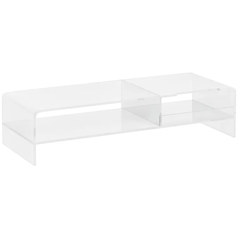 HOMCOM Suport Monitor Acrilic cu 2 Rafturi, Suport Ergonomic pentru PC, Transparent, 50.8x19x12 cm, Ideal pentru Birouri Moderne | Aosom Romania