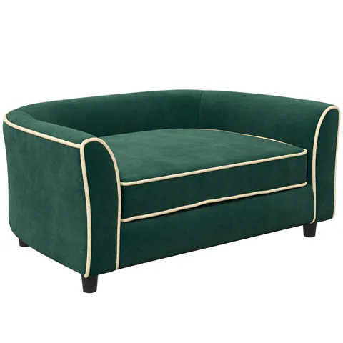 PawHut Canapea pentru Câini, Pat Elegant pentru Animale de Companie, Canapea Modernă pentru Câini de Talie Mică și Mijlocie, 79x56x35 cm, Verde Închis