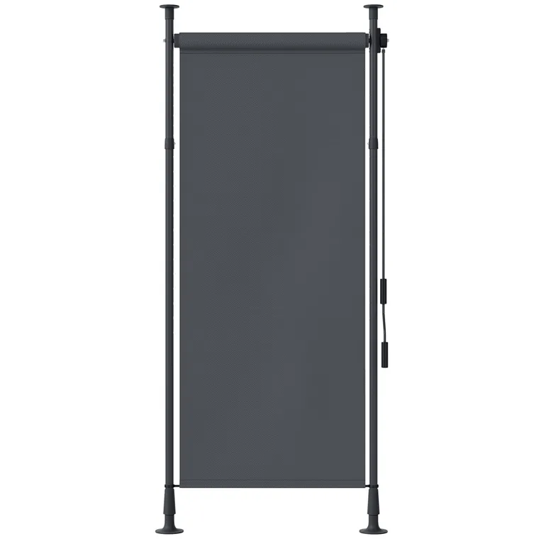 Outsunny Stor manual retractabil pe picior lungime reglabilă manivelă instalare fără găurire metal aluminiu poliester gri închis | Aosom Romania