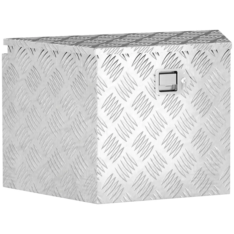 HOMCOM Cutie de scule pentru remorcă cutie de depozitare din aluminiu cu încuietoare formă trapezoidală 73,7 x 41 x 46 cm argintiu | Aosom Romania