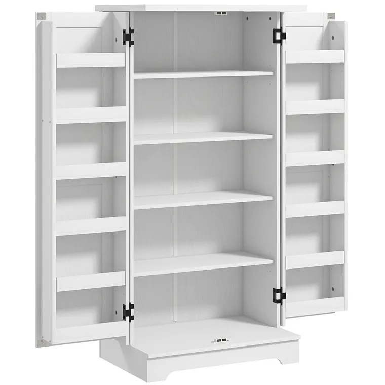 HOMCOM Bufet bucătărie dulap de bucătărie 5 niveluri cu uși și rafturi reglabile 60l x 40P x 120H cm aspect lemn crem | Aosom Romania