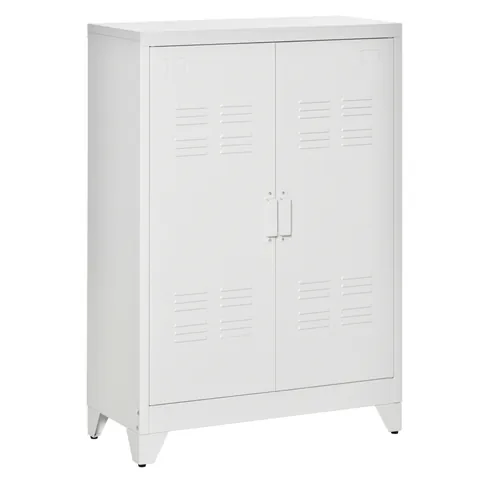 HOMCOM Dulap de birou cu 3 niveluri dulap de depozitare metalic pentru birou 2 uși rafturi reglabile 75 x 33 x 110 cm alb | Aosom Romania