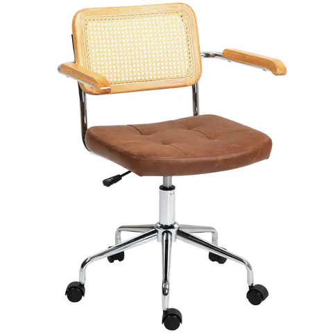 HOMCOM Scaun de birou fotoliu de birou funcție basculantă înălțime reglabilă șezut pivotant 60l x 55,5P x 82-90H cm maro | Aosom Romania