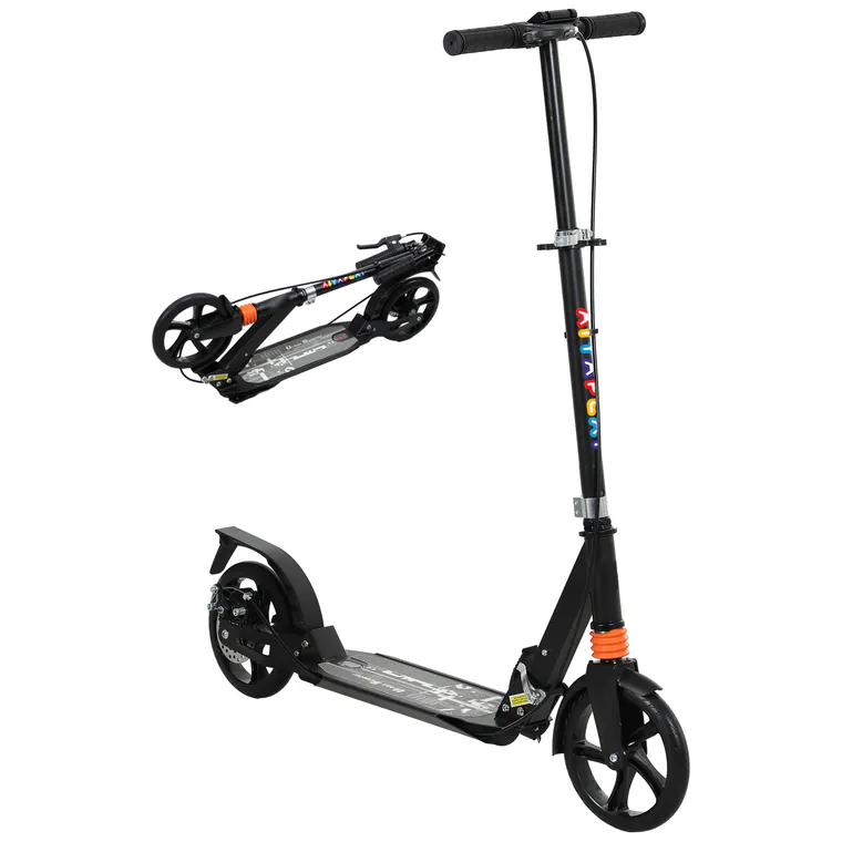 AIYAPLAY Trotinetă copii, trotinetă pliabilă cu 2 roți, ghidon cu 4 trepte de reglaj pe înălțime, 94 x 36 x 88-103 cm, negru | Aosom Romania