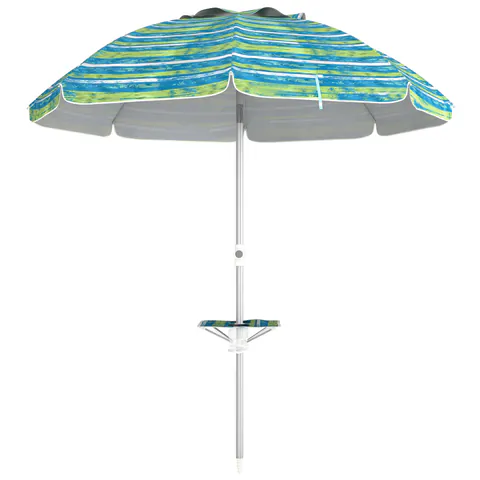 Outsunny Umbrelă de plajă înclinabilă rotundă Ø 190 cm - masă cu suport pentru pahare - sac de transport inclus, protecție UV50+ | Aosom Romania
