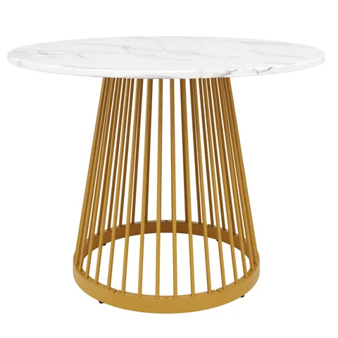 Masă rotundă pentru 4 persoane, Alb+Auriu | Aosom Romania