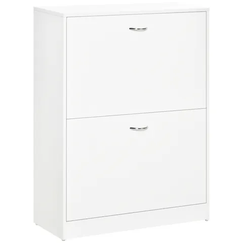 HOMCOM Dulap pentru pantofi dim. 60L x 24l x 80H cm 2 uși batante Alb | Aosom Romania