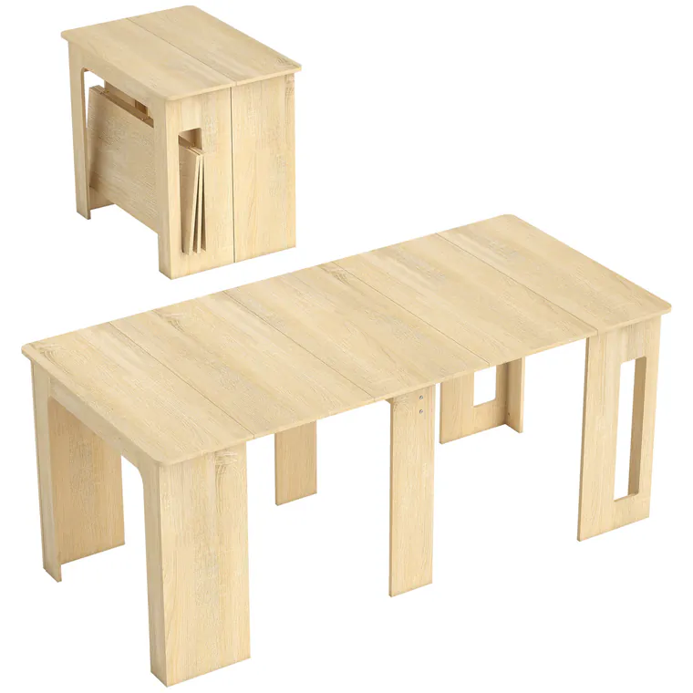 HOMCOM Masă de dining, masă pliantă, masă extensibilă pentru bucătărie, masă pentru sufragerie, PAL, 60-180 x 85 x 75 cm, natural | Aosom Romania