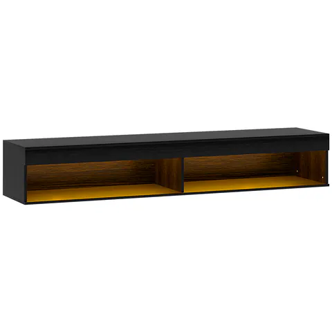 HOMCOM Suport TV Plutitor cu Lumini LED pentru Televizoare de Până la 190 cm, Consolă Media cu Raft de Depozitare, 180x40x30 cm, Negru | Aosom Romania