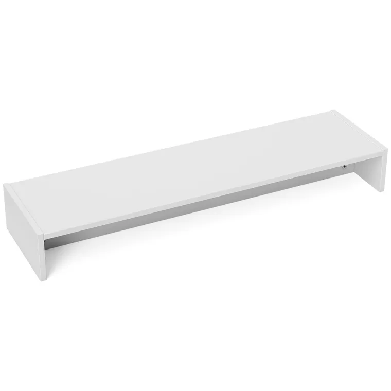 HOMCOM Suport monitor până la 16kg, cu 2 Compartimente de Depozitare, 100x27x15 cm, Alb | Aosom Romania