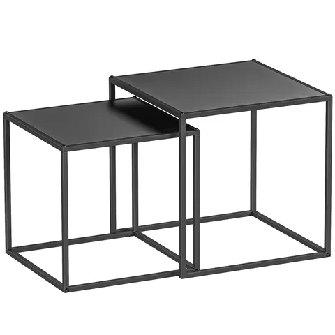 HOMCOM Set de 2 masute de cafea patrate stivuibile, masute laterale si de living din otel, alb | Aosom Romania