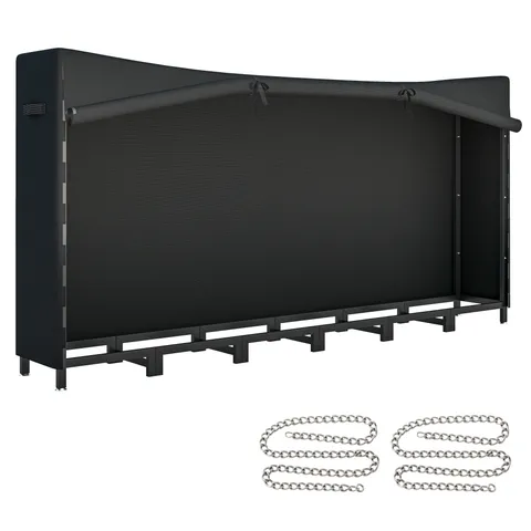 Outsunny Suport de Lemne pentru Exterior din Oțel, cu Acoperire Impermeabilă Oxford 600D, Structură Reglabilă și Lanțuri Metalice, Suport de Lemne Ridicat, 0.8m³, 235x31x116 cm, Negru | Aosom Romania