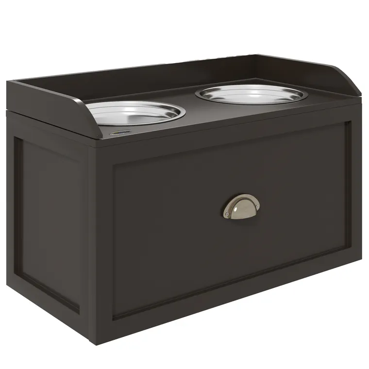 PawHut Statie Hranire Caini Mari – Suport inaltat cu 2 Boluri | Aosom Romania