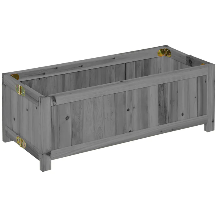 Outsunny Jardinieră din Lemn Pliabilă Jardinieră Ridicată pentru Culturi Legume Flori în Curte Balcon Terasă 70x30x25 cm Gri | Aosom Romania