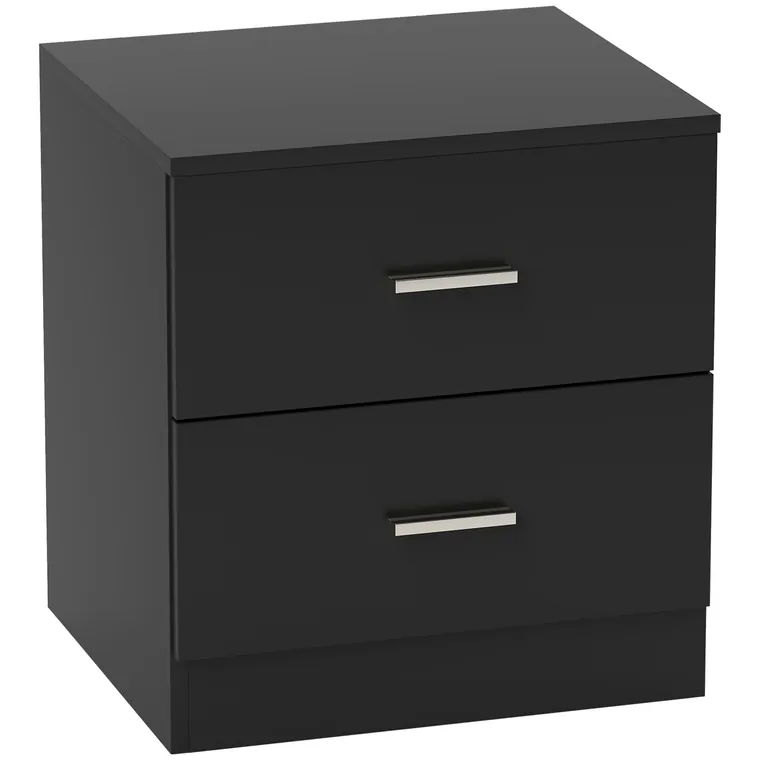 HOMCOM Noptieră modernă Noptieră dormitor cu 2 sertare pentru living dormitor 45x39,5x49 cm Negru | Aosom Romania