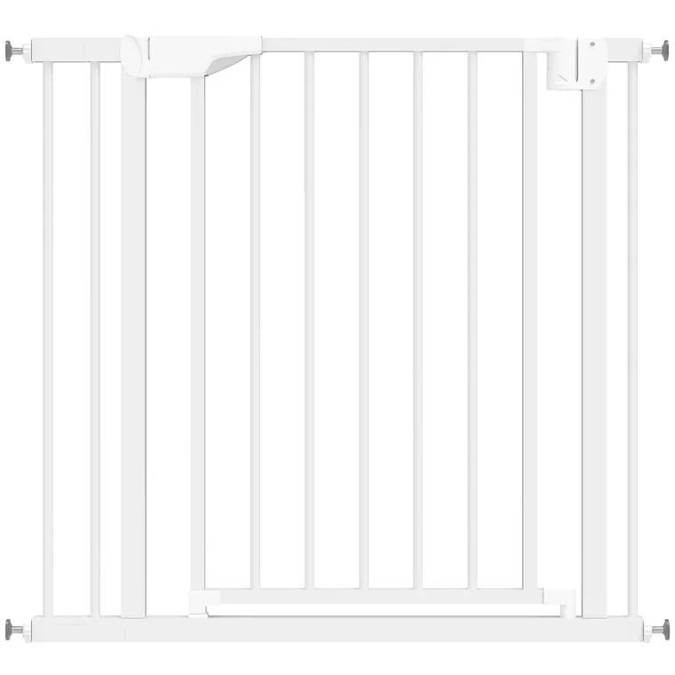 PawHut Barieră de Siguranță pentru Copii și Câini Lățime 76-89 cm Blocare Dublă și Închidere Automată Deschidere în Ambele Sensuri Alb | Aosom Romania