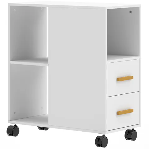 HOMCOM Suport pentru imprimantă Masă pentru imprimantă cu raft reglabil, roți pentru fax scanner 60 x 30 x 65 cm Alb | Aosom Romania