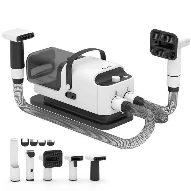 PawHut Uscător pentru câini Blower 5-în-1 600W Uscător pentru animale cu viteză reglabilă a aerului și temperaturi 37,6x17,5x18,5 cm Alb | Aosom Romania