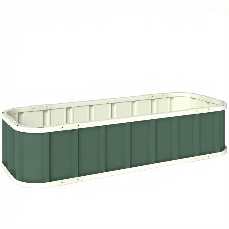 Outsunny Pat ridicat din oțel, recipient de plantare cu încuietori click, margine pliată 136 x 52 x 31 cm Verde deschis | Aosom Romania