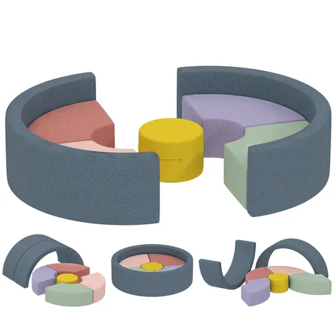 AIYAPLAY Traseu motricitate bebe modul motricitate bebe 7 piese cu husă lavabilă 107 x 107 x 30 cm multicolor | Aosom Romania