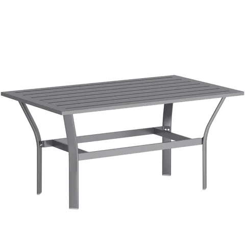 Outsunny Măsuță laterală din metal masă de balcon cu design cu lamele rezistentă la intemperii masă de cafea pentru grădină 91,5 x 55 x 45 cm Gri închis | Aosom Romania