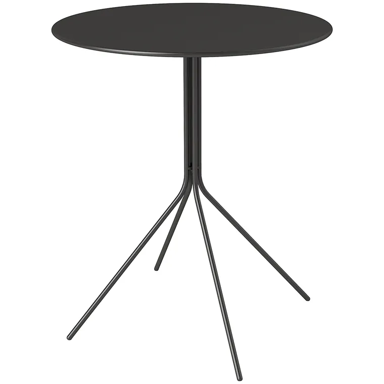 Outsunny Masă de grădină Ø60 x 71 cm, Masă pentru balcon din oțel rezistentă la intemperii, Masă auxiliară rotundă cu tampoane pentru picioare Negru | Aosom Romania