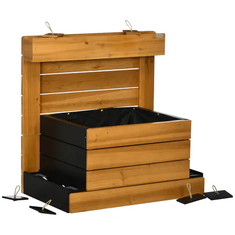 Outsunny Pat ridicat cu 4 cutii de plantare, sistem de auto-udare, căptușeală din material nețesut, rezistent la intemperii, 79,5 cm x 49,5 cm x 80 cm | Aosom Romania