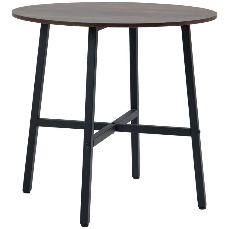 HOMCOM Masă de dining, Masă de bucătărie, masă mare, design industrial, design rustic, Φ80 x 76 cm, maro | Aosom Romania