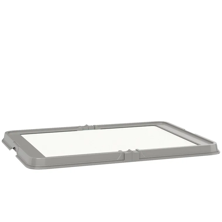 PawHut Toaletă pliabilă pentru câini 86x62 cm Tavă sanitară Câini Dresaj 3 absorbante Picioare antiderapante Gri | Aosom Romania