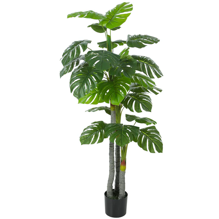 HOMCOM Arbore artificial Monstera H.1,5 m Trunchi și ramuri realiste, finisaj mușchi, frunze 'tortue', ghiveci inclus | Aosom Romania