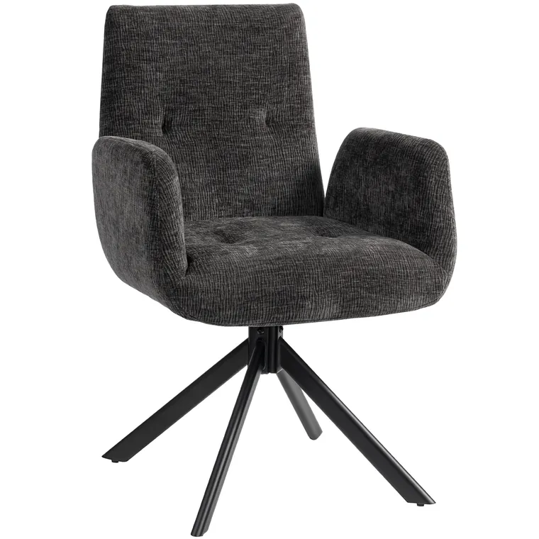 HOMCOM Fotoliu tapițat, fotoliu accent, design modern, rotativ, până la 120 kg, Negru | Aosom Romania