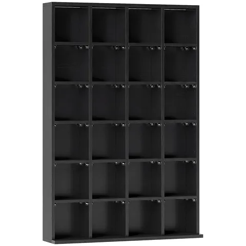 HOMCOM Dulap pentru CD-uri pentru 456 CD-uri sau 336 DVD-uri, 24 Compartimente, 89x20x130.5 cm Negru | Aosom Romania