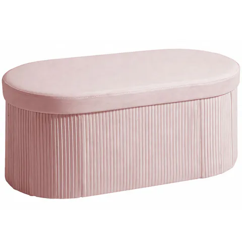 HOMCOM Pouf pliabil cu spațiu de depozitare modern, tapițat cu catifea, 72L, pentru living și dormitor, 76x38x35 cm, Roz | Aosom Romania