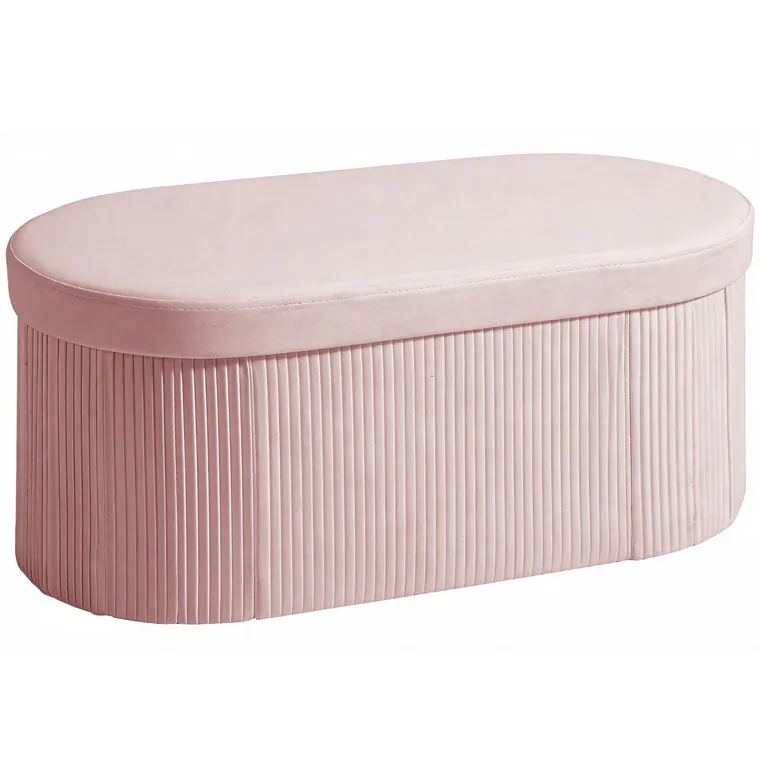 HOMCOM Pouf pliabil cu spațiu de depozitare modern, tapițat cu catifea, 72L, pentru living și dormitor, 76x38x35 cm, Roz | Aosom Romania