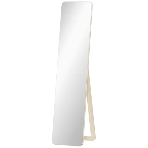 HOMCOM Oglindă pe suport și montată pe perete dreptunghiulară dim. 37L x 43l x 156H cm lemn natural | Aosom Romania