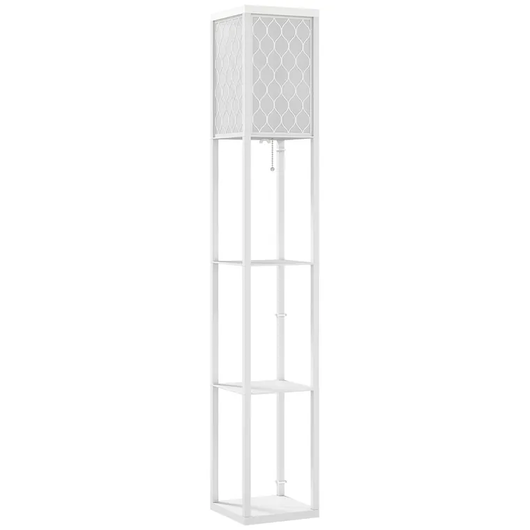 Homcom Lampa Pom 160 cm – Negru cu Rafturi pe 3 Niveluri | Aosom Romania