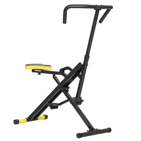 SPORTNOW Aparat Total Crunch Pliabil cu Scaun Reglabil, din Metal și Plastic, 57x105x115 cm, Galben | Aosom Romania