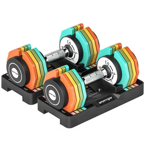 SPORTNOW Set Gantere Reglabile 2x2/4/6/8/10kg cu Tavă pentru Depozitare, Gantere Salvaspațiu cu Sistem de Blocare Sigur și Mâner Antialunecare, Antrenament Fitness Acasă, Multicolor | Aosom Romania