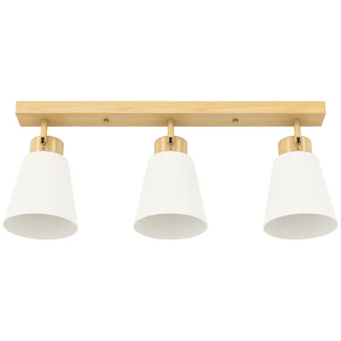 HOMCOM Candelabru de tavan cu 3 puncte de lumină reglabile la 90° și socluri E27, culoare lemn | Aosom Romania