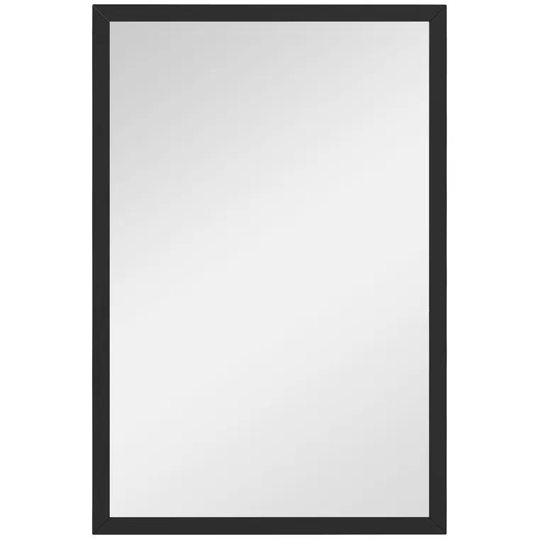 HOMCOM Oglindă Dreptunghiulară de Perete cu Cârlige, Sticlă și MDF, 60x80 cm, Negru | Aosom Romania