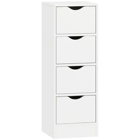 HOMCOM Mobilier pentru baie, corp de depozitare cu 4 sertare și mânere tip canelură, 29 x 29 x 83 cm, alb | Aosom Romania