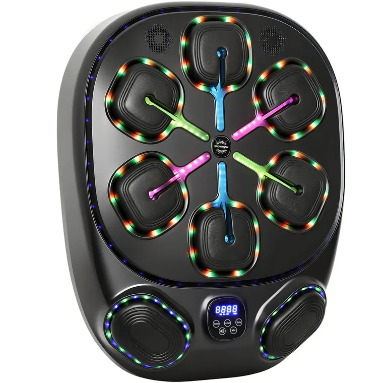 SPORTNOW Aparat de Box Muzical de Perete cu 9 Moduri și Lumini LED Multicolore, Music Boxing Machine pentru Adulți cu Conexiune Bluetooth, pentru Acasă și Sală, 61x48x11 cm, Negru | Aosom Romania