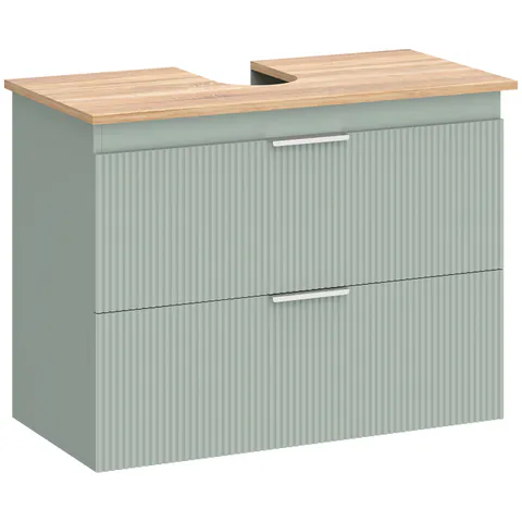 HOMCOM Corp sub lavoar, mobilier de baie cu 2 sertare, stil modern, 80 x 40 x 60 cm, verde și lemn natural | Aosom Romania