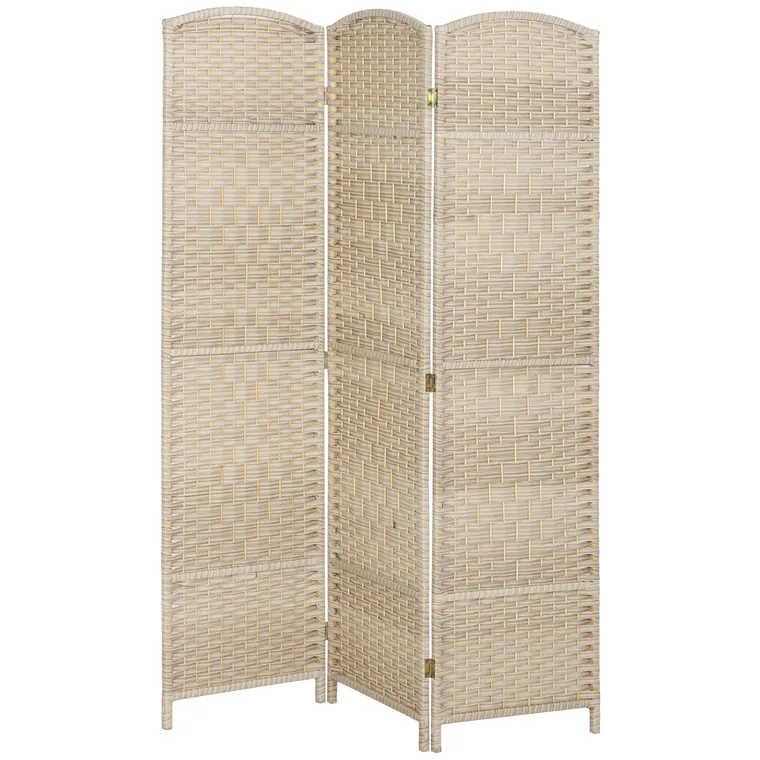 HOMCOM Paravan interior din lemn 3 panouri separator de cameră pliabil pentru living dormitor 135 x 180 cm stejar | Aosom Romania
