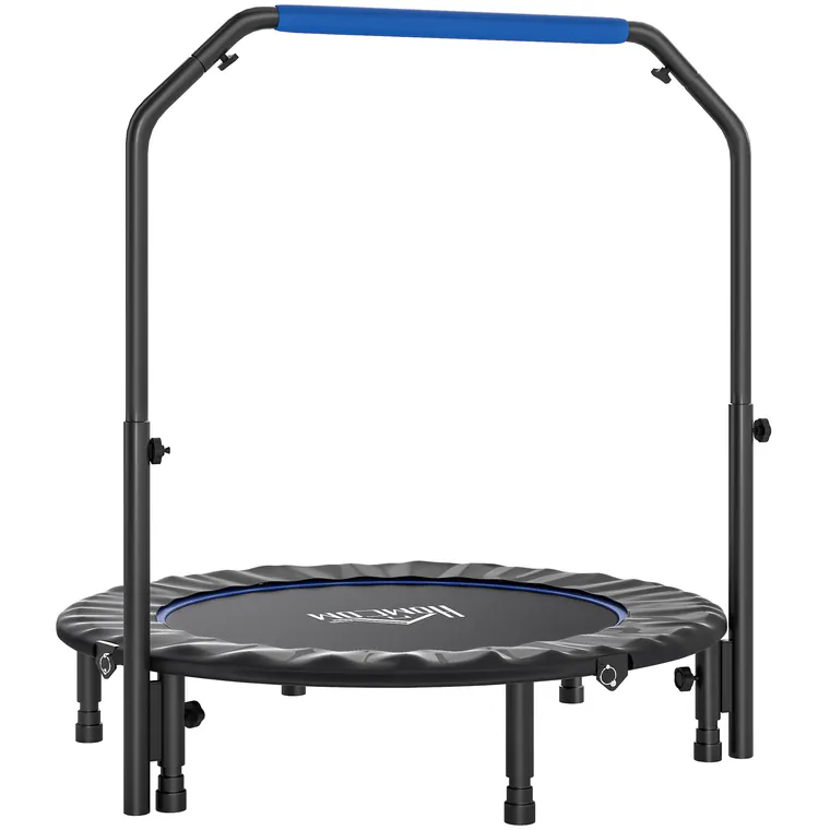 HOMCOM Mini Trampolin Fitness Pliabil de 45" cu Mâner Reglabil din Spumă, Albastru | Aosom Romania